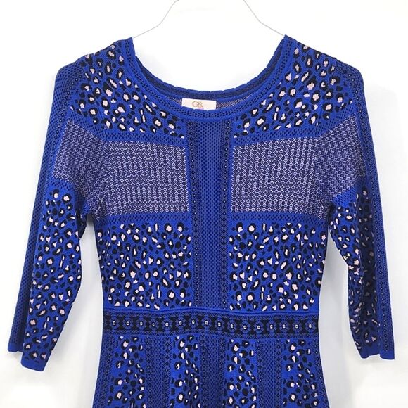 GB Girls Leopard Print Sweater Skater Dress Sixe XL Blue, Black & Light Pink - Picture 2 of 14